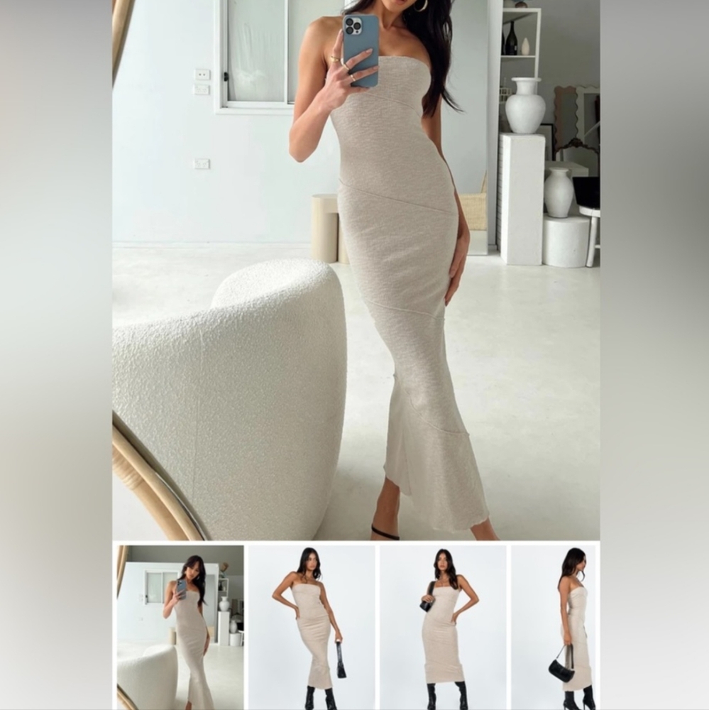 Princess Polly | Strapless Beige Dress